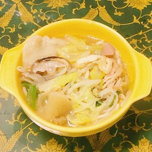 白菜、長ねぎ、豆腐と鶏肉の煮物